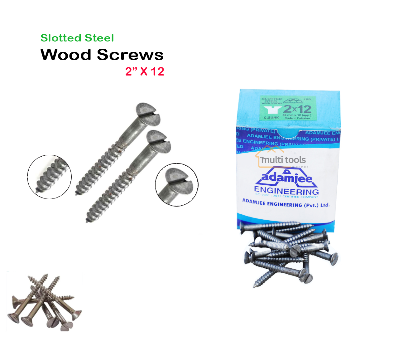 Slotted Steel Wood Screws 2” X 12